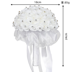 Ramo de Rosas Artificiales para Novia y Damas de Honor, Ramo de Boda Hecho a Mano, Ramo de Novia de Seda, Flor para Sostener en la Mano - Product Image 6