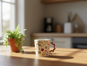 แก้วเซรามิก 380 มล. ลายดอกไม้ ทนความร้อน ใช้กับไมโครเวฟได้ ใช้กับเครื่องล้างจานได้ เหมาะสำหรับใช้ในบ้านและงานปาร์ตี้ - Product Image 2