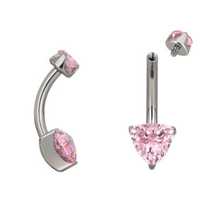 14G, venta al por mayor, anillos de ombligo a la moda, ASTM, titanio, conjunto de puntas, triángulo, circonita, oro, ombligo, anillos, Piercing, joyería - Product Image 5