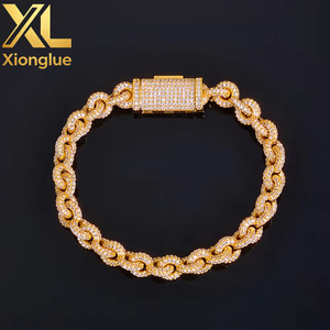 Manufacture Custom Moissanite Fine Luxury Copper Bracelets 8mm Chain Link Fine Jewelry Women <b>Men</b> Hop Bracelets - Product Image 1