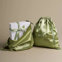 Sac à cordon en satin personnalisé avec logo pour extensions de cheveux, sac en tissu satiné réutilisable et écologique, sac à cordon pour cadeaux et bijoux
