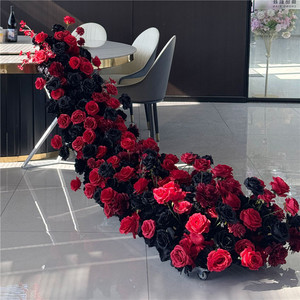 Rangée <span class=keywords><strong>de</strong></span> fleurs artificielles, arrangement floral <span class=keywords><strong>de</strong></span> roses rouges <span class=keywords><strong>et</strong></span> noires, panneau <span class=keywords><strong>de</strong></span> fleurs artificielles, <span class=keywords><strong>centre</strong></span> <span class=keywords><strong>de</strong></span> <span class=keywords><strong>table</strong></span> pour arche <span class=keywords><strong>de</strong></span> mariage, toile <span class=keywords><strong>de</strong></span> fond, fête à domicile - Product Image 2