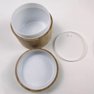 Boîte à cosmétiques ronde en bambou, bouteille d'huile de crème en bois faite à la main, bouteille en verre de soins de la <span class=keywords><strong>peau</strong></span>, boîte en bambou - Product Image 5