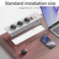 Multiprise encastrable de bureau avec 3 prises CA, ports USB-A et USB-C, interrupteur et protection contre les surcharges pour mobilier de bureau