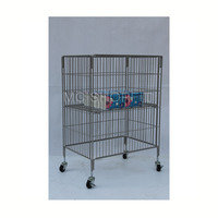 Présentoir promotionnel pour magasin de détail Support de vidage en fil métallique léger pliable avec roues