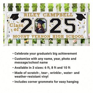 2025 Custom Personalized Graduation Vinyl <b>Banner</b> Digital Printing Polyester School Colors Parties Lawn Signs Graduation Gifts - Product Image 2