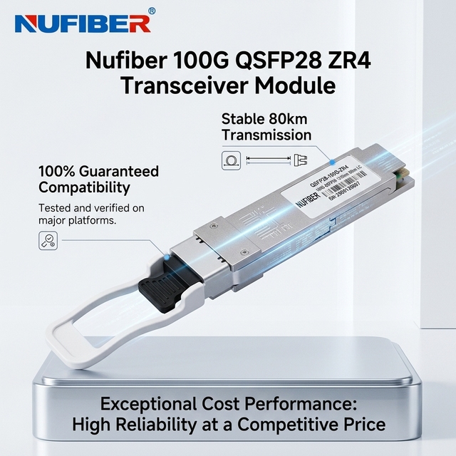 QSFP28 100G ZR4 80km 1310nm LC Optical Transceiver for Wide Compatibility Fiber Optic