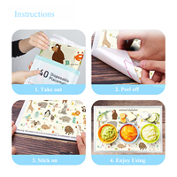 EASYMOM 60 40 Pack 12\" X 18\" Facile à utiliser, sets de table jetables adhésifs pour enfants, animaux mignons, pour bébé et tout-petit
