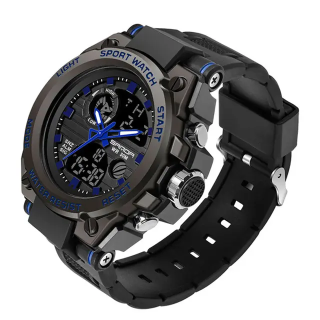 Sanda 739 Watch Gift Sports Watches Men Wrist Dual Time LED Quartz Digital Male Waterproof Wristwatches Relogio Masculino