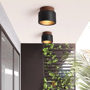 <span class=keywords><strong>Plafonnier</strong></span> de couloir en <span class=keywords><strong>bois</strong></span> minimaliste nordique lampe à LED Normcore en travertin noir pour éclairage de balcon d'entrée - Product Image 3