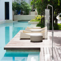 Ensemble de douche extérieur moderne en acier inoxydable 316 pour piscine, colonne de douche de plage et jardin, mitigeur de douche extérieur nickel brossé effet pluie
