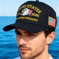 Gorra de Béisbol Bordada con el Logotipo del 250 Aniversario de los Estados Unidos, Ajustable, Unisex, de Sarga, con Parche de Águila y Bandera