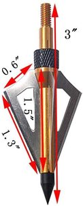 PG1ARCHERY, paquete de 12, 3 hojas fijas, tiro con arco, <span class=keywords><strong>caza</strong></span>, puntas anchas, grano 100 con estuche, cabeza de flecha, puntas atornilladas, <span class=keywords><strong>ballesta</strong></span> dorada - Product Image 3