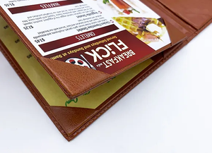 Porte-menu en cuir marron imitation cuir pour restaurant, 4 pages, pour menu de restaurant - Product Image 4