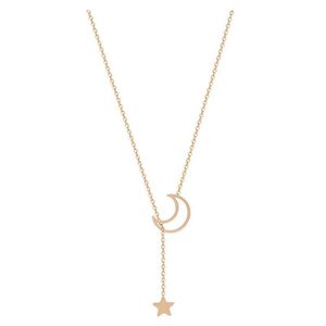 Collana in Acciaio Inossidabile con Stella e Luna, Elegante e Semplice, con Pendente a Mezzaluna Vuota, Catena Regolabile in <span class=keywords><strong>Lana</strong></span> per Donna - Product Image 3