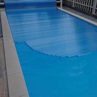 Couverture de piscine électrique de sécurité avec télécommande, en matériau PC, à lamelles, pour extérieur, couverture de piscine automatique