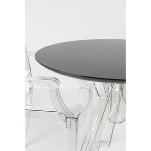 OMETTO OMT180EN tavolo di design in policarbonato trasparente con piano nero di forma rettangolare 180 cm di diametro - Product Image 2