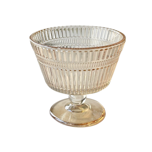 Venta al por mayor: Tazón de vidrio alto estilo coreano a rayas rosa para yogur, ensalada, postre o bebidas. - Product Image 1