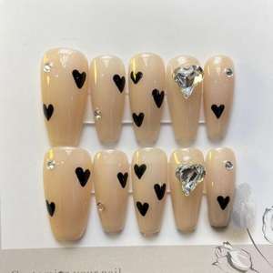 ทำมือวันวาเลนไทน์หัวใจแมวตาโลงศพกดบนเล็บโรแมนติกปกเต็มรูปแบบเล็บปลอมเคล็ดลับการตกแต่งเล็บหวาน - Product Image 2