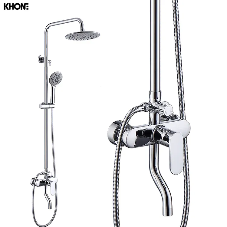 high quality wall mounted Shower faucet 3 way Brass Bathroom rain shower set
