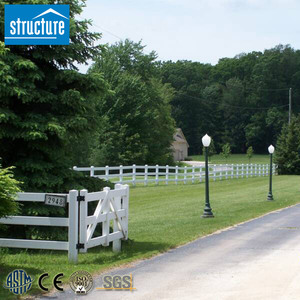 Anti Uv Wit Pvc Vinyl Plastic Hek Buiten Tuin Paard Arena Boerderij Panelen Met Rail En Vierkante Palen - Product Image 1