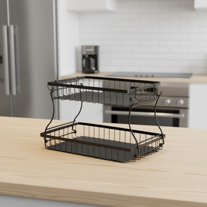 Corbeille à fruits moderne en métal à 2 niveaux pour comptoir de cuisine avec support pour bananes - Product Image 2