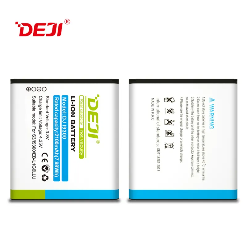 DEJI EB-L1G6LLU baterai asli 2100mAh untuk Samsung Galaxy S3 I9300 3.7v baterai polimer