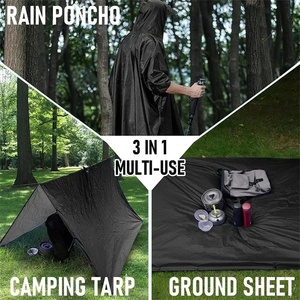 4L 3-in-1 Waterproof Polyester Poncho <b>Raincoat</b> with Hooded Sleeves for Outdoor Camping Hiking Travel Tent Use - Product Image 4