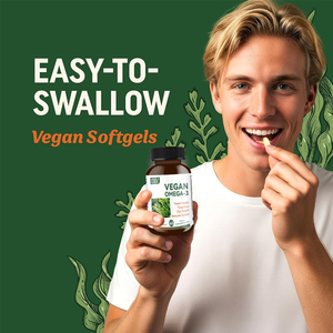 โอเมก้า <span class=keywords><strong>3</strong></span> วีแกนแบบซอฟต์เจลใหม่ล่าสุด น้ำมันสาหร่ายจากพืช ดีเอชเอ อีพีเอ บำรุงสายตา ทางเลือกแทนน้ำมันปลา 60 แคปซูล - Product Image 2