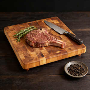 Maison Naturelle Vente en gros de haute qualité Planche à découper personnalisée en bois d'acacia <span class=keywords><strong>carré</strong></span> viande légumes boucher pour la cuisine - Product Image 3