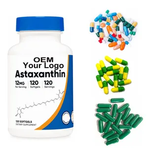 Capsules d'extrait d'astaxanthine de complément santé de marque privée OEM 500mg