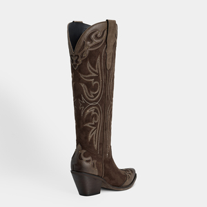 WETKISS OEM Stivali da Cowboy Retrò con Dettagli Cuciti, Punta Affusolata, Tacco <span class=keywords><strong>Alto</strong></span>, Stivali da Cowgirl in Finta Pelle Scamosciata - Product Image 5