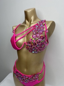 Conjunto de Lencería con Aros y Pedrería para Carnaval de Samba, Estilo Pasati, para Desfiles, Cabaret, Teatro de Broadway, Mardi Gras, Espectáculos de Las Vegas - Product Image 4