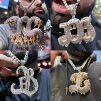 Pendentif personnalisé en argent 925 avec lettres, nom ou logo, serti de moissanite VVS Iced Pass certifiée GRA, style Hip Hop Rapper Star