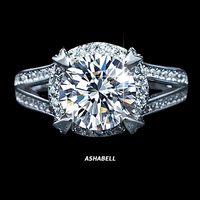 Cincin Perak 925 Berlian Moissanite 2CT GRA Desain Mewah Berkualitas Tinggi Bentuk Bunga untuk Wanita, Cincin Tunangan, Pernikahan, dan Ulang Tahun