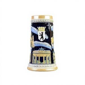 Chope à bière en céramique classique allemande Porte de Brandebourg Berlin Emblème de l'ours Souvenir de collection Tasse à vin Bière Cadeau pour bar à domicile - Product Image 1