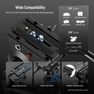 Trépied photo/vidéo professionnel NEEWER TP37 avec tête à amortissement hydraulique, design pliable, compatible <span class=keywords><strong>Manfrotto</strong></span>//RS - Product Image 3