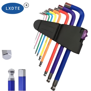 Set di chiavi esagonali <span class=keywords><strong>a</strong></span> L <span class=keywords><strong>da</strong></span> 9 pezzi in acciaio al cromo vanadio, metriche, industriali, colorate, LXD - Product Image 3