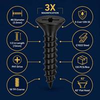 Tornillos para Madera # Tornillos de Cabeza Plana Phillips de Acero C1022 con Recubrimiento Electrolítico Negro de 6x1/2'', 135 Piezas, para Muebles de Interior y Carpintería