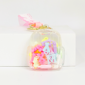 Porte-clés en acrylique avec perles lettres - Porte-clés couleur pastel scintillant pour sac à dos, sac à main, voiture, charmant cadeau avec perles alphabet - Product Image 5