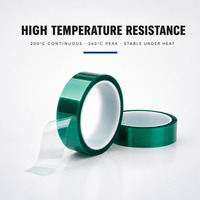Ruban adhésif en silicone vert haute température, résistant à la chaleur, pour masquage de PCB SMT et pulvérisation de peinture en poudre