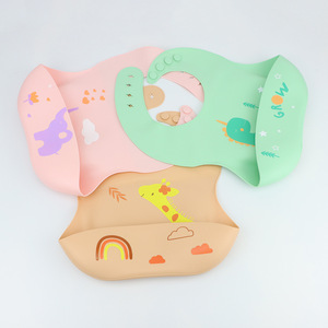 Baberos de silicona para bebé, tipo arco, sin BPA, de 0 a 12 meses, con estampado de dibujos animados, accesorio para alimentación - Product Image 4