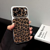 Étui de protection antichoc en cuir PU de haute qualité avec texture léopard scintillante pour iPhone 17 16 15 14 13 Pro Max