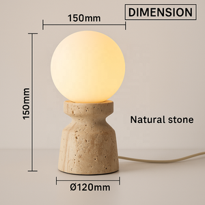 Lampe de table en travertin méditerranéen avec abat-jour en verre <span class=keywords><strong>globe</strong></span> lumière en pierre naturelle pour salon hôtel <span class=keywords><strong>café</strong></span> ou salle de lecture - Product Image 2