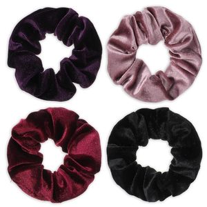 Coleteros de terciopelo con cremallera de color liso, accesorios para el cabello con bolsillo con cremallera, para moños y coletas - Product Image 1