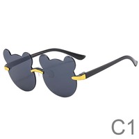 Nuevas gafas de sol redondas sin montura con orejas de oso bonitas a la moda para niños de alta calidad se pueden personalizar al por mayor