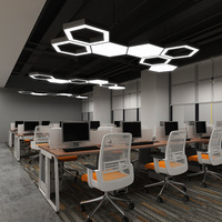 Jpungsun personnalisé moderne suspendu LED hexagone suspension bureau salle de sport plafonnier en fer matériel pour magasins