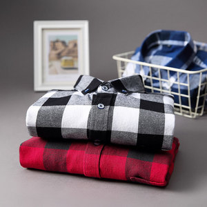 Camisa de franela de alta calidad para hombre, camisa de vestir a cuadros de manga larga de algodón 100% con botones de talla grande - Product Image 5
