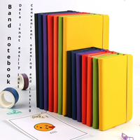 Carnet A5 A6 économique avec sangle, couverture rigide en cuir PU, reliure cousue, avec porte-stylo
