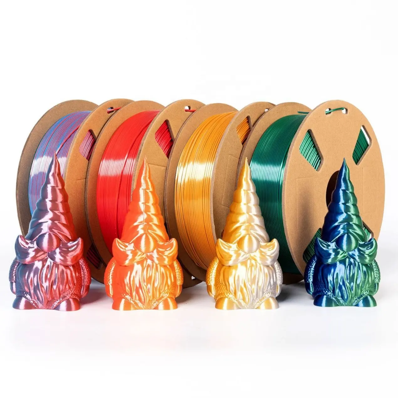 Ipek çift renk PLA Filament renk değişimi parlak Coextrusion esnek 3d baskı 1kg 1.75mm 3d yazıcı pla filament